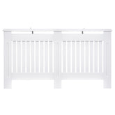 Kozy Slatted Radiator Cover Painted Cabinet MDF Lined Grill in White (152L x 19W x 81H cm)