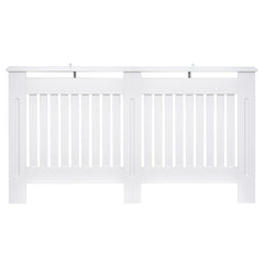 Kozy Slatted Radiator Cover Painted Cabinet MDF Lined Grill in White (152L x 19W x 81H cm)