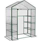 Outsunny 4 Tiers 8 Shelves Metal Frame Walk in Portable Greenhouse Transparent 143 L x 73W x 195H cm