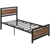 Kozy Single Size Metal Bed Frame with Headboard & Footboard, Strong Slat Support Solid Bedstead Base w/ Underbed Storage Space, Bedroom Furniture For Adults