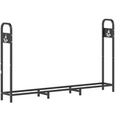 Kozy 6.5 FT Steel Firewood Log Rack with 300 kg Capacity, Heavy Duty Indoor Outdoor Fireplace Wood Storage Shelf, Log Holder/Stand with Extra Support Legs, Decorative Bonfire Pattern, Black