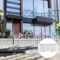 Outsunny Garden Decorative Fence 4 Panels 44in x 12ft Metal Wire Landscape Border Edging | Aosom UK