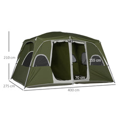 Kozy Camping Tent, Family Tent 4-8 Person 2 Room, with Large Mesh Windows, Easy Set Up for Backpacking Hiking Outdoor, Green