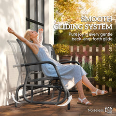 Kozy 3-Seat Glider Rocking Chair for 3 People Garden Bench Patio Furniture Metal Frame, Grey