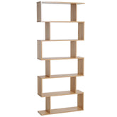Kozy Bookcase, 6 Tier Shelf S Shaped Bookshelf, Storage Unit, Display Shelf for Living Room, Bedroom, Home Office, Plant, Oak