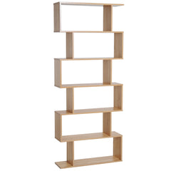 Kozy Bookcase, 6 Tier Shelf S Shaped Bookshelf, Storage Unit, Display Shelf for Living Room, Bedroom, Home Office, Plant, Oak