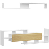 Kozy TV Cabinet with Wall Shelf for Wall-Mounted 65" TVs or Standing 40" TVs - White and Natural