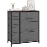 Kozy Chest of Drawers with 7 Drawers, Fabric Drawers with Large Storage Space, Drawers Dresser with Metal Frame, Adjustable Feet for Bedroom Living Room, Dark Grey