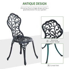 Kozy 3 Pcs Aluminium Bistro Set Garden Furniture Dining Table Chairs Antique Outdoor Seat Patio Seater Black