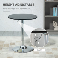 Kozy Round Height Adjustable Bar Table Counter Pub Desk with Metal Base for Home Bar, Dining Room, Kitchen, Black