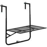 Kozy Balcony Hanging Table, Metal Wall Mount Desk, Adjustable Folding Balcony Deck Table for Patio and Garden, Black