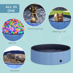Pawhut Durable Pet Swimming Pool, Non-Slip, Easy Setup, Portable, Blue, Φ100x30H cm | Aosom UK