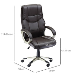 HOMCOM Home Office Chair, Computer Desk Chair with Faux Leather, Adjustable Height, Rocking Function, Executive Office Chair, Brown | Aosom UK
