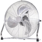 Kozy 20" Chrome Metal Floor Fan with Tilting, High Velocity, 3 Speed, Portable Gym Fan for Home Office, Silver