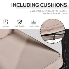 Kozy 3 Pieces Rattan Garden Rocking Chair Set, Outdoor Rocking Bistro Set w/ 2 Cushioned Armchair and Glass Top Two-tier Coffee Table, Black