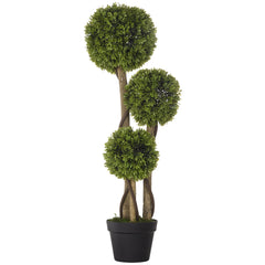 HOMCOM Decorative Artificial Plants Boxwood Ball Topiary Trees in Pot Fake Plants for Home Indoor Outdoor Decor, 90 cm | Aosom UK