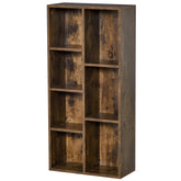 Kozy Seven-Cube Bookcase - Rustic Brown Wood Effect