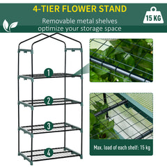 Kozy 4 Tiers Mini Portable Greenhouse Compact Plant Grow Shed Metal Frame PE Cover 160H x 70L x 50Wcm