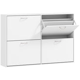 Kozy Wooden Modern Design 4 Drawer Shoes Cabinet Pull Down Shelf Storage Organiser - White