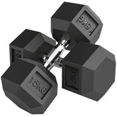 Kozy - 2x15KG Rubber Hex Dumbbell Portable Hand Weights Dumbbell Home Gym