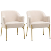 HOMCOM Elegant Accent Chair, Armchair for Living Room, Vanity Chair with Gold Metal Legs, Soft Padded Seat, Set of 2, White | Aosom UK