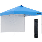 Outsunny 3x3M Pop Up Gazebo Tent with Sidewall, Roller Bag, Adjustable Height, Blue Event Shelter for Garden, Patio | Aosom UK