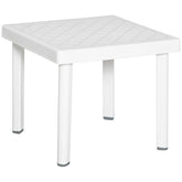 Kozy Garden Side Table Plastic Outdoor Square Coffee End Table for Drink Snack, White