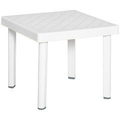 Kozy Garden Side Table Plastic Outdoor Square Coffee End Table for Drink Snack, White