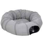 Kozy - 2 in 1 Cat Tunnel with Bed, Cat Play Tunnel with Ball & Peek Hole for Indoor Cats, Grey