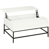 Kozy Modern Lifting Coffee Table with Hidden Compartment, Storage Coffee Table for Living Room, Faux Marble White