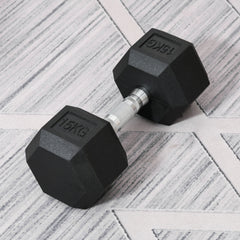 Kozy 15KG Single Rubber Hex Dumbbell Portable Hand Weights Dumbbell Home Gym