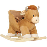 Kozy Baby Rocking Horse with Safety Belt, Wood Base, Animal Rocker for Children, Brown