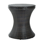Outsunny Rattan Ice Bucket Table Beer Cooler For Outdoor Patio Party Bar Garden Brown