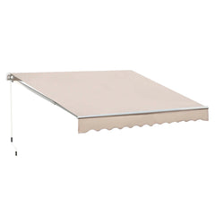 Outsunny 3 x 2.5m Garden Patio Manual Awning Canopy Sun Shade Shelter with Winding Handle Retractable - Cream White