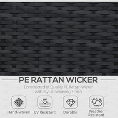 Kozy Single Seater Rattan Chair Sofa with 10 cm Thick Padded Cushion, All-Weather PE Wicker Weave Garden Armchair with Armrests, Black