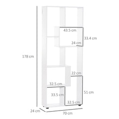 HOMCOM Freestanding 8-Tier Bookcase: With Melamine Surface, Anti-Tipping Foot Pads, Modern Home Display Storage Grid Stand, White | Aosom UK