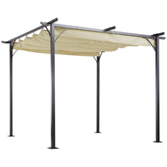 Kozy 3 x 3(m) Metal Pergola with Retractable Roof, Garden Gazebo Metal Pergola Canopy. Outdoor Sun Shade Shelter for Party BBQ, Beige