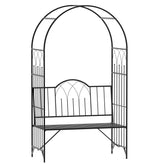 Kozy Garden Metal Arch Bench Outdoor Patio Rose Trellis Arbour Pergola for Climbing Plant Antique Style 2-Seater Chair, Black