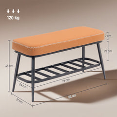 Kozy - PU Leather Shoe Storage Bench - Brown