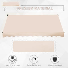 Outsunny 3x1.5m Garden Patio Manual Awning Canopy Sun Shade Shelter Retractable Adjustable Aluminium Frame Beige
