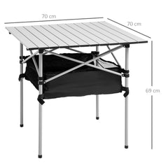 Kozy Portable Camping Table w/ Mesh Bag & Steel Frame Hiking Furniture Desk, Silver Black