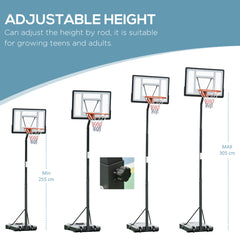 Kozy Portable 10ft Basketball Backboard Hoop Set Professional Outdoor Freestanding Basketball Stand with Wheels for Adults and Children, Adjustable High 2.55M-3.05M