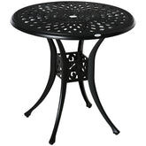 Kozy 78 cm Round Garden Dining Table with Parasol Hole Antique Cast Aluminium Outdoor Table Only, Black