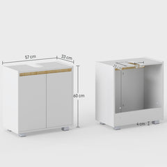 Kozy Modern Bathroom Sink Cabinet, Floor Standing Under Sink Cabinet, Freestanding Storage Cupboard with Double Doors, White