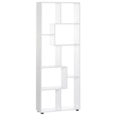 HOMCOM Freestanding 8-Tier Bookcase: With Melamine Surface, Anti-Tipping Foot Pads, Modern Home Display Storage Grid Stand, White | Aosom UK