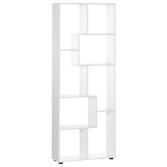 HOMCOM Freestanding 8-Tier Bookcase: With Melamine Surface, Anti-Tipping Foot Pads, Modern Home Display Storage Grid Stand, White | Aosom UK