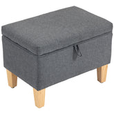 Kozy 16L Linen Storage Ottoman Padded Footstool with Rubberwood Legs for Storage Box, Bed End, Shoe Bench, Seating, Charcoal Grey