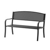 Kozy Garden Bench Furniture Patio Park 2 Person Chair Seat Steel Black 120cm Outdoor