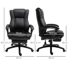 Kozy Executive Office Chair for Home, PU Leather Computer Chair, Swivel Desk Chair with Footrest, Wheels, Adjustable Height, Black