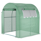 Outsunny Walk in Polytunnel Greenhouse, Green House for Garden with Roll-up Window and Door, 1.8 x 1.8 x 2 m, Green | Aosom UK